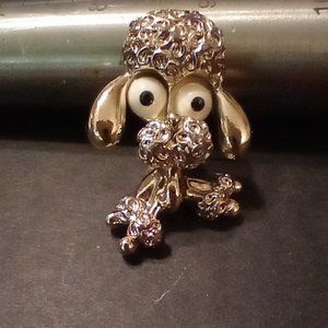 Gerrys Vintage Gold Tone Big Eye Poodle 1 1/4 Inch Brooch Pin